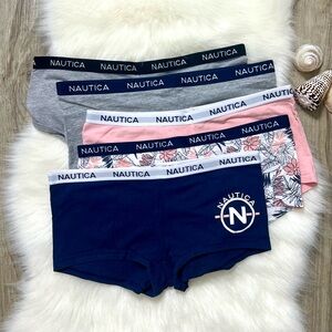 Nautica boy shorts underwear 5 pack, medium blue pink gray white
